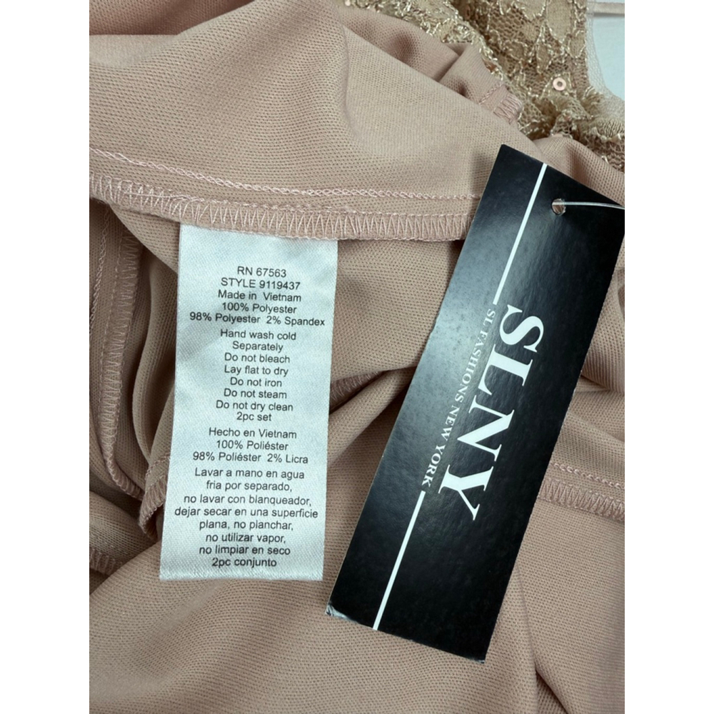 NWT Women's SLNY Plus 16 Blush Lace Sequin Midi Dress with Shrug 2PC Set - Picture 14 of 14